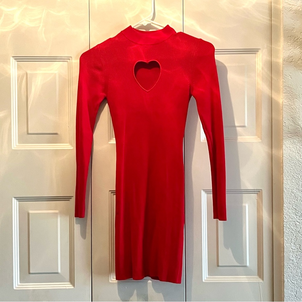 Miss Selfridge red heart bodycon dress